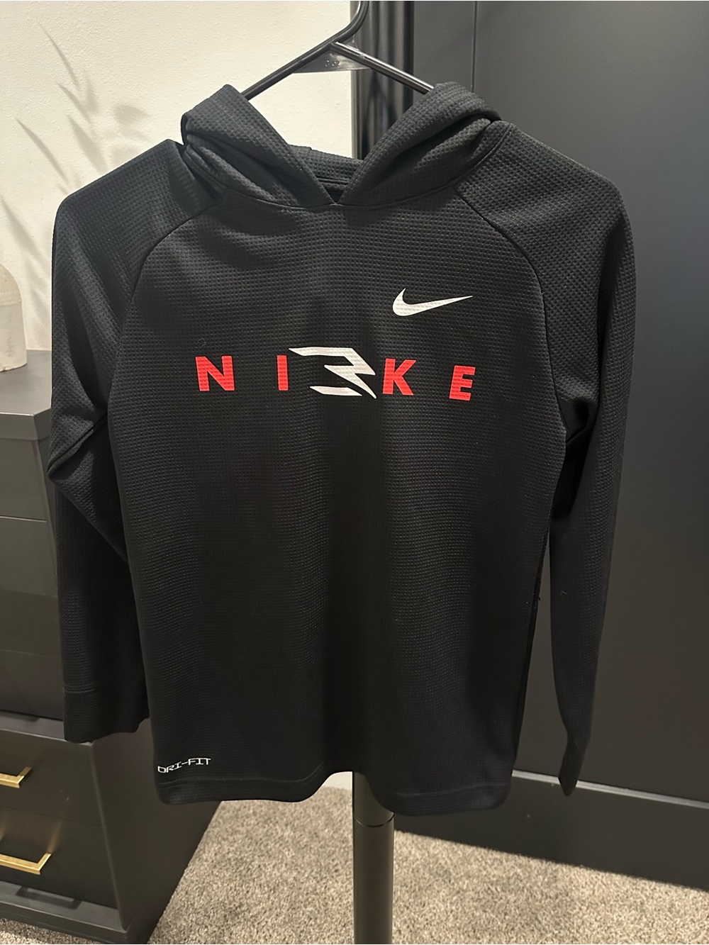 Nike Black Performance Hooded Long Sleeve with Red Logo